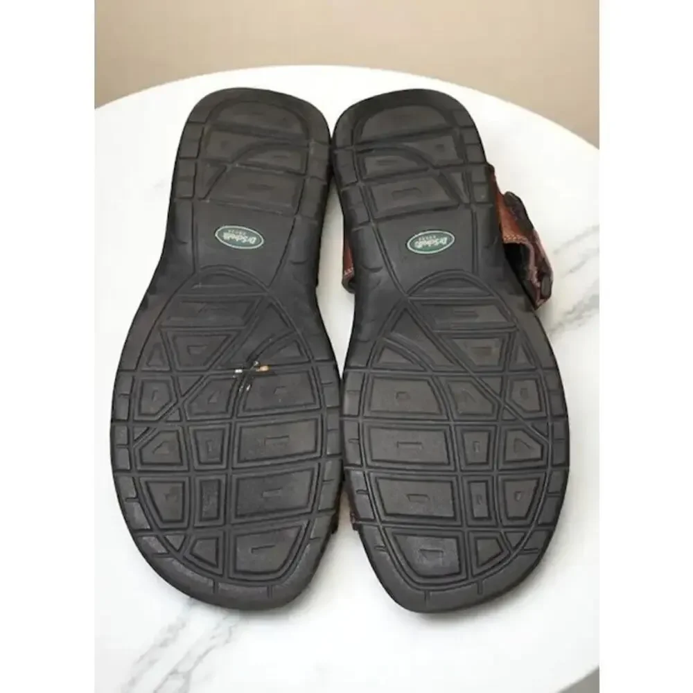 Dr. Scholl’s Brown Leather Comfort Sandals Men’s Size 12 Adjustable Outdoor